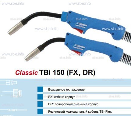 Горелка для полуавтоматической сварки TBi 150-blue-ESG, длина 3 метра - st-e.info - Челябинск